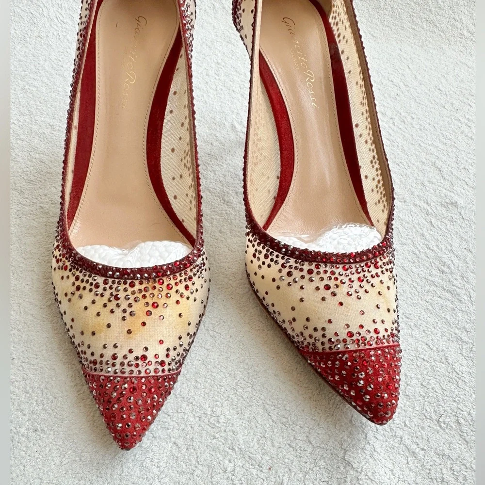 Gianvito‎ Rossi Rania 105 crystal-embellished pumps EU 38 US 8 red heels